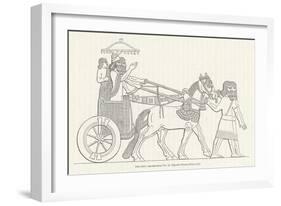 An Assyrian Ruler Rides in His Chariot Drawn by Two Horses with Two Grooms and Two Attendants-null-Framed Art Print