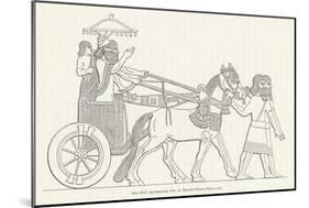 An Assyrian Ruler Rides in His Chariot Drawn by Two Horses with Two Grooms and Two Attendants-null-Mounted Art Print