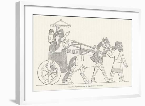 An Assyrian Ruler Rides in His Chariot Drawn by Two Horses with Two Grooms and Two Attendants-null-Framed Art Print