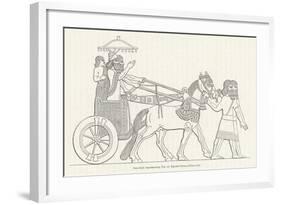 An Assyrian Ruler Rides in His Chariot Drawn by Two Horses with Two Grooms and Two Attendants-null-Framed Art Print