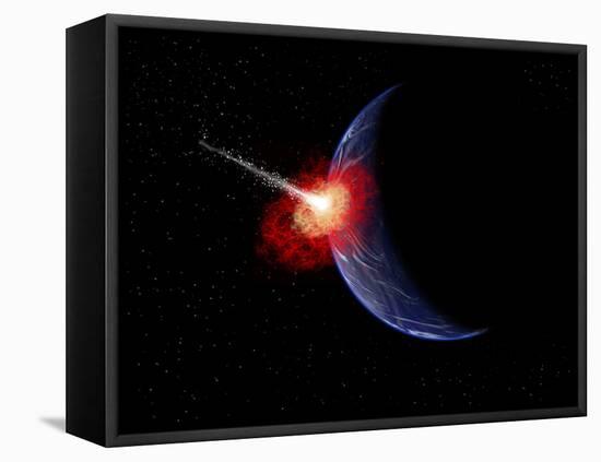 An Asteroid Hitting Planet Earth-Stocktrek Images-Framed Stretched Canvas