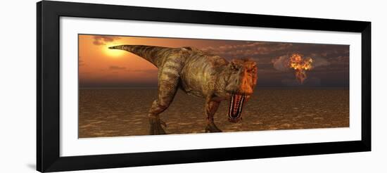 An Asteroid Hitting the Earth, Marking the End of T-Rex and All Dinosaurs-Stocktrek Images-Framed Art Print