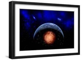 An Asteroid Impacting the Earth-null-Framed Art Print