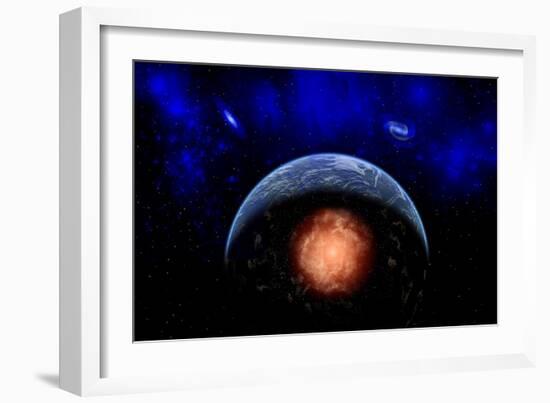 An Asteroid Impacting the Earth-null-Framed Art Print