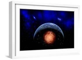 An Asteroid Impacting the Earth-null-Framed Art Print