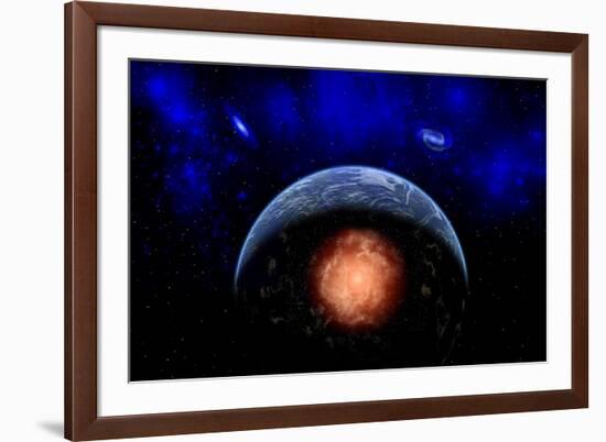 An Asteroid Impacting the Earth-null-Framed Art Print