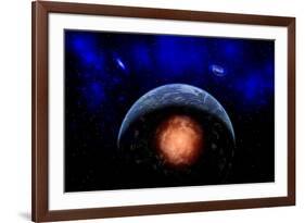 An Asteroid Impacting the Earth-null-Framed Art Print