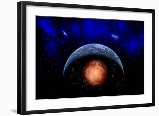 An Asteroid Impacting the Earth-null-Framed Art Print