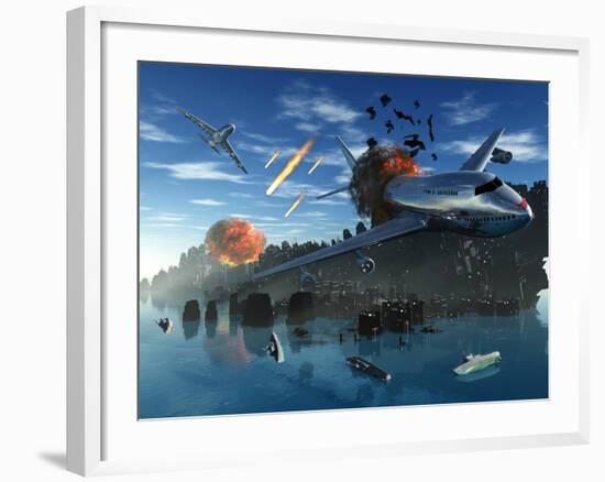 An Asteroid Rips Apart the Earth's Crust Causing Mass Destruction-Stocktrek Images-Framed Photographic Print