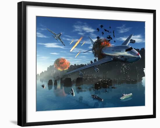 An Asteroid Rips Apart the Earth's Crust Causing Mass Destruction-Stocktrek Images-Framed Photographic Print