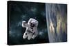 An Astronaut Floating Above Earth-Stocktrek Images-Stretched Canvas