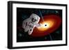 An Astronaut Floating in Outer Space as He Is Pulled Towards a Massive Black Hole-Stocktrek Images-Framed Art Print