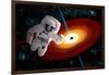 An Astronaut Floating in Outer Space as He Is Pulled Towards a Massive Black Hole-Stocktrek Images-Framed Art Print