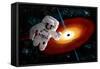 An Astronaut Floating in Outer Space as He Is Pulled Towards a Massive Black Hole-Stocktrek Images-Framed Stretched Canvas