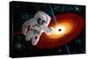An Astronaut Floating in Outer Space as He Is Pulled Towards a Massive Black Hole-Stocktrek Images-Stretched Canvas