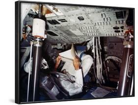 An Astronaut Inside a NASA Command Module, 1970S-null-Framed Photographic Print