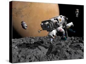 An Astronaut Makes First Human Contact with Mars' Moon Phobos-Stocktrek Images-Stretched Canvas