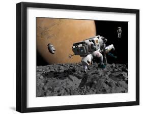 An Astronaut Makes First Human Contact with Mars' Moon Phobos-Stocktrek Images-Framed Photographic Print