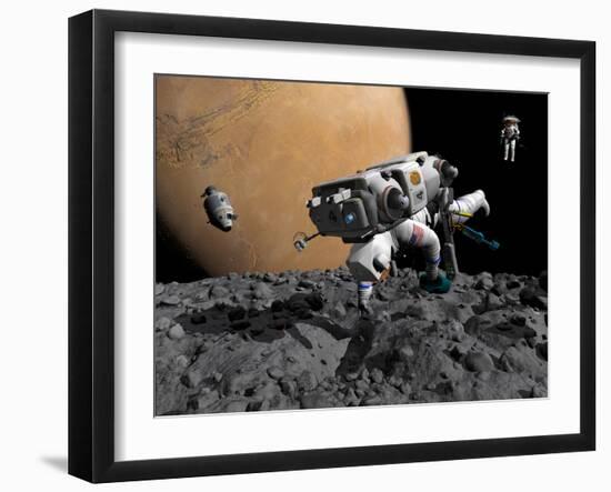 An Astronaut Makes First Human Contact with Mars' Moon Phobos-Stocktrek Images-Framed Photographic Print