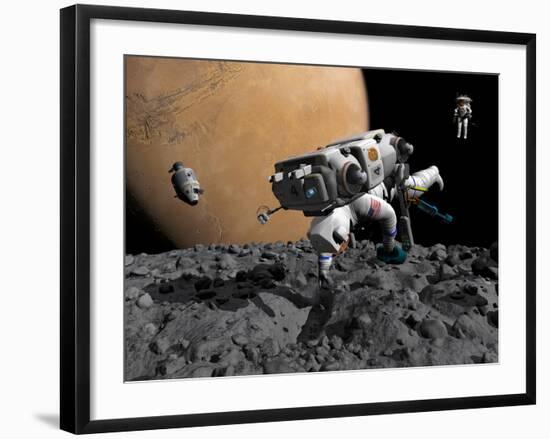 An Astronaut Makes First Human Contact with Mars' Moon Phobos-Stocktrek Images-Framed Photographic Print