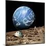 An Astronaut Surveys His Situation on a Barren and Rocky Moon-Stocktrek Images-Mounted Art Print