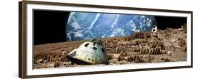 An Astronaut Surveys His Situation on a Barren and Rocky Moon-Stocktrek Images-Framed Premium Giclee Print