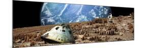 An Astronaut Surveys His Situation on a Barren and Rocky Moon-Stocktrek Images-Mounted Premium Giclee Print