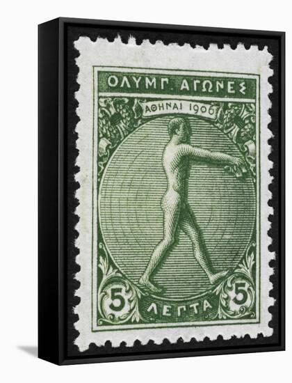 An Athlete Jumping. Greece 1906 Olympic Games 5 Lepta, Unused-null-Framed Stretched Canvas