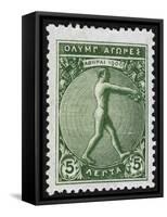 An Athlete Jumping. Greece 1906 Olympic Games 5 Lepta, Unused-null-Framed Stretched Canvas