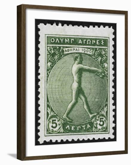An Athlete Jumping. Greece 1906 Olympic Games 5 Lepta, Unused-null-Framed Giclee Print