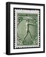 An Athlete Jumping. Greece 1906 Olympic Games 5 Lepta, Unused-null-Framed Giclee Print