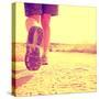 An Athletic Pair of Legs on a Dirt Path during Sunrise or Sunset - Healthy Lifestyle Concept Toned-graphicphoto-Stretched Canvas