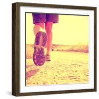 An Athletic Pair of Legs on a Dirt Path during Sunrise or Sunset - Healthy Lifestyle Concept Toned-graphicphoto-Framed Photographic Print