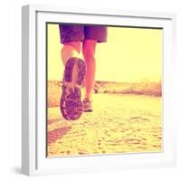 An Athletic Pair of Legs on a Dirt Path during Sunrise or Sunset - Healthy Lifestyle Concept Toned-graphicphoto-Framed Photographic Print