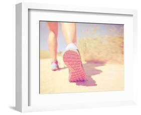 An Athletic Pair of Legs Running on a Path during Sunrise or Sunset - Healthy Lifestyle Concept Don-graphicphoto-Framed Photographic Print