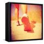 An Athletic Pair of Legs Running or Jogging on a Path during Summer Toned with a Soft Vintage Insta-graphicphoto-Framed Stretched Canvas