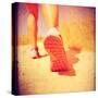 An Athletic Pair of Legs Running or Jogging on a Path during Summer Toned with a Soft Vintage Insta-graphicphoto-Stretched Canvas