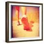 An Athletic Pair of Legs Running or Jogging on a Path during Summer Toned with a Soft Vintage Insta-graphicphoto-Framed Photographic Print