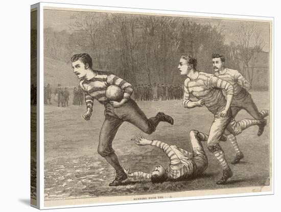 An Attacking Player Charges Forward with the Ball Chased by Two Opposing Players-W.b. Wall-Stretched Canvas