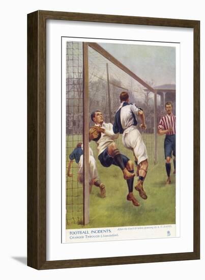 An Attacking Player Gives the Keeper a Firm Shoulder Barge Sending Him into His Own Net-S.t. Dadd-Framed Art Print