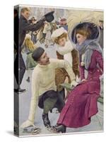 An Attentive Fellow Kneels and Enquires as to the Health of His Charming Companion-Oscar Bluhm-Stretched Canvas