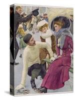 An Attentive Fellow Kneels and Enquires as to the Health of His Charming Companion-Oscar Bluhm-Stretched Canvas