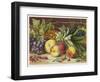 An Attractive Display of Peaches Grapes and a Large Pineapple-null-Framed Art Print