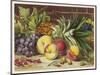 An Attractive Display of Peaches Grapes and a Large Pineapple-null-Mounted Art Print