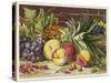 An Attractive Display of Peaches Grapes and a Large Pineapple-null-Stretched Canvas