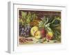 An Attractive Display of Peaches Grapes and a Large Pineapple-null-Framed Art Print