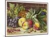 An Attractive Display of Peaches Grapes and a Large Pineapple-null-Mounted Art Print