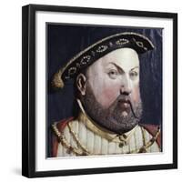 An Augsberg Polychrome Limewood Relief of Henry Viii, Mid 16th Century-Hans Holbein the Younger-Framed Premium Giclee Print