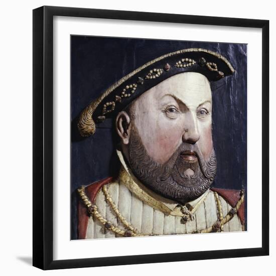 An Augsberg Polychrome Limewood Relief of Henry Viii, Mid 16th Century-Hans Holbein the Younger-Framed Giclee Print