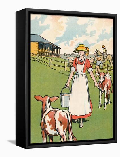 'An Australian Dairy Farm', 1912-Charles Robinson-Framed Stretched Canvas
